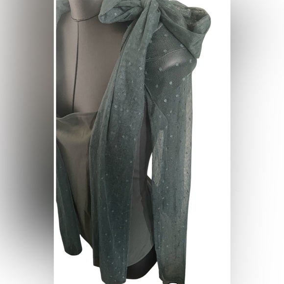 FREE PEOPLE Stylish Green Bodysuit with Sheer Sleeves NWT - Picture 4 of 10